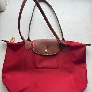 Longchamp Le Pilage M Tote Red